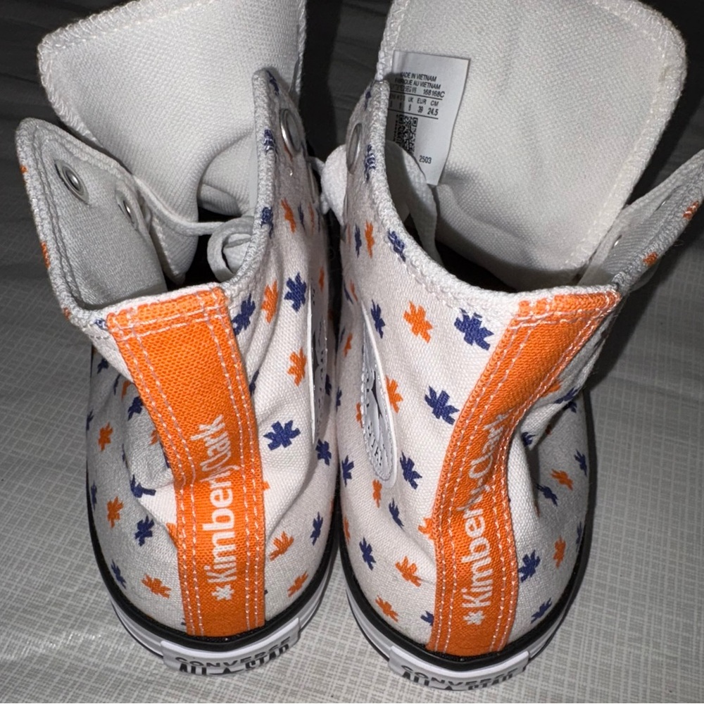 Converse All Star Chuck Taylor New Women’s Sz 8 Orange Blue High-Top Sneakers - Picture 6 of 7